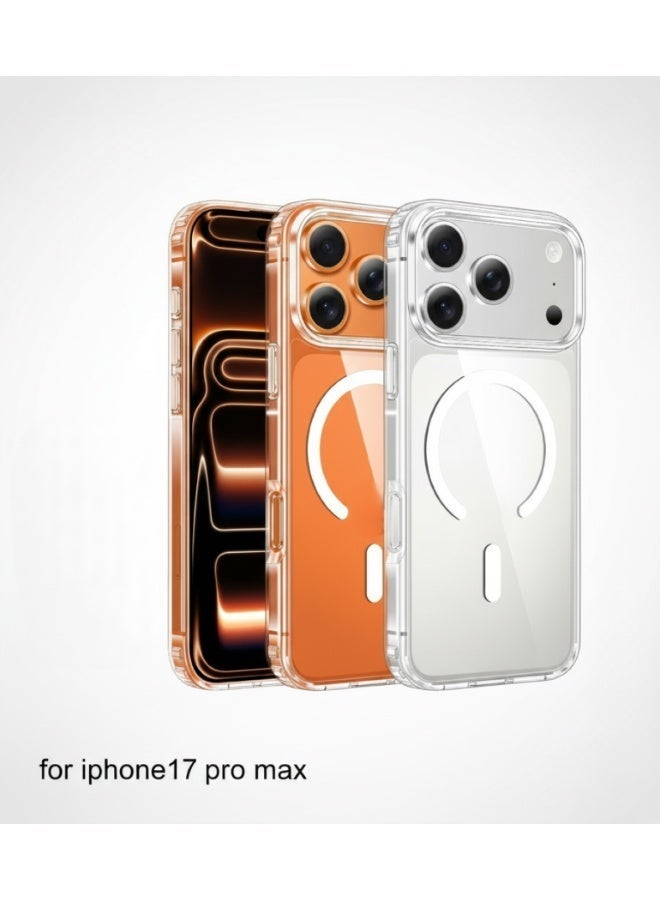 جراب لهاتف Apple iPhone 17 Pro-Max: جراب هاتف مغناطيسي شفاف مع واقي شاشة متوافق مع Magsafe Slim Anti-Yearing ومضاد للصدمات ومضاد للاصفرار (شفاف) - Image 1